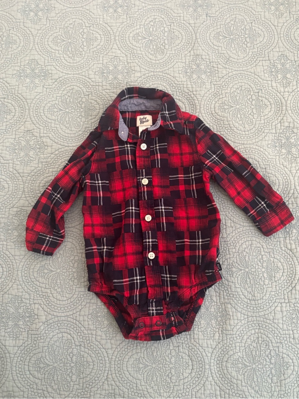Baby B’gosh Red & Black Plaid Baby Button-Up Onesie